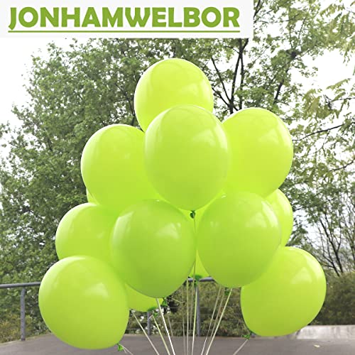 Image of Jonhamwelbor Lime Green Balloons 100pcs 12inch Light Green Neon Fruit Green Latex Party Balloons for Birthday Baby Shower Decorations