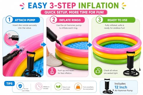 Image of 3 Feet Inflatable Baby Pool Bath Tub for Kids (1-3 Years) with Air Pump | Portable Indoor & Outdoor Swimming Pool for Toddlers | Soft & Durable Kiddie Water Pool for Boys & Girls (5 feet)