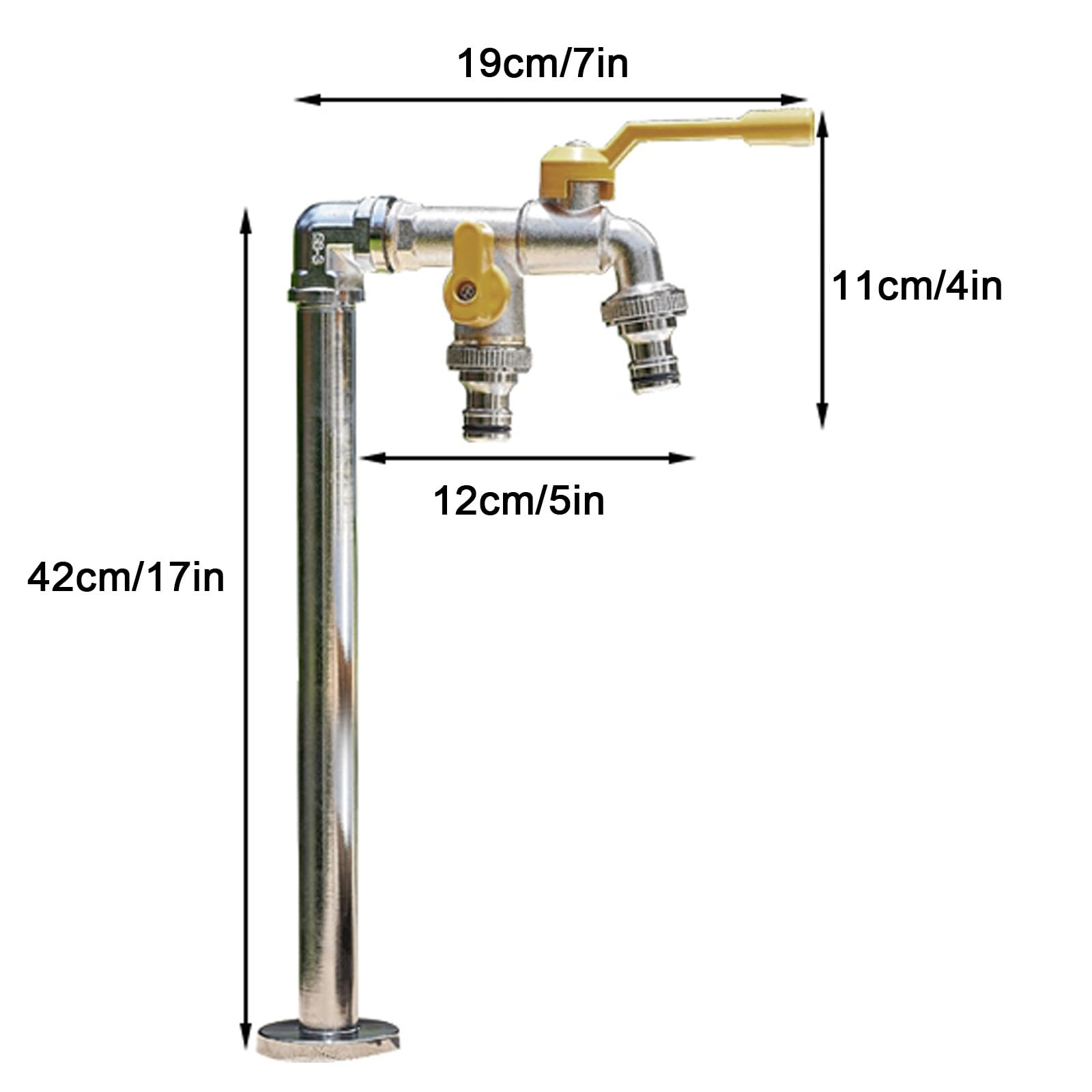 Grifo de agua de cobre para exteriores, espiga de latón resistente a las heladas para riego de jardín, diseño anticongelante, altura de columna de 32 cm, tubo independiente duradero
