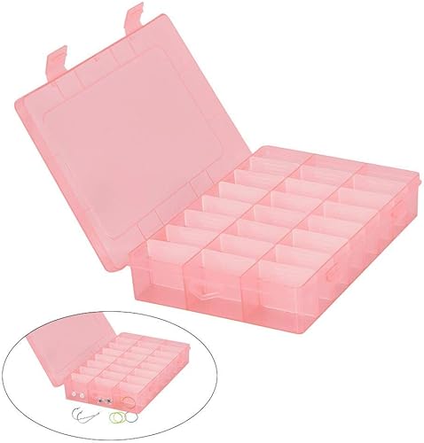 Miniatura 4 de Joyero organizador de almacenamiento, caja de joyería ajustable de 24 rejillas, caja de almacenamiento de cuentas desmontables de plástico para