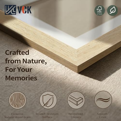 Image of VCK 5x7 Picture Frame 5 Pack, Natural Exclusive Wood, HD Glass, for Photo