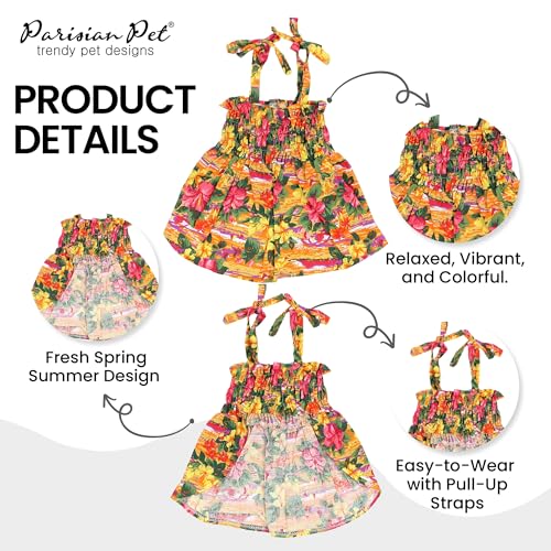 Robe hawaïenne pour chien respirant avec bretelles de traction intégrées