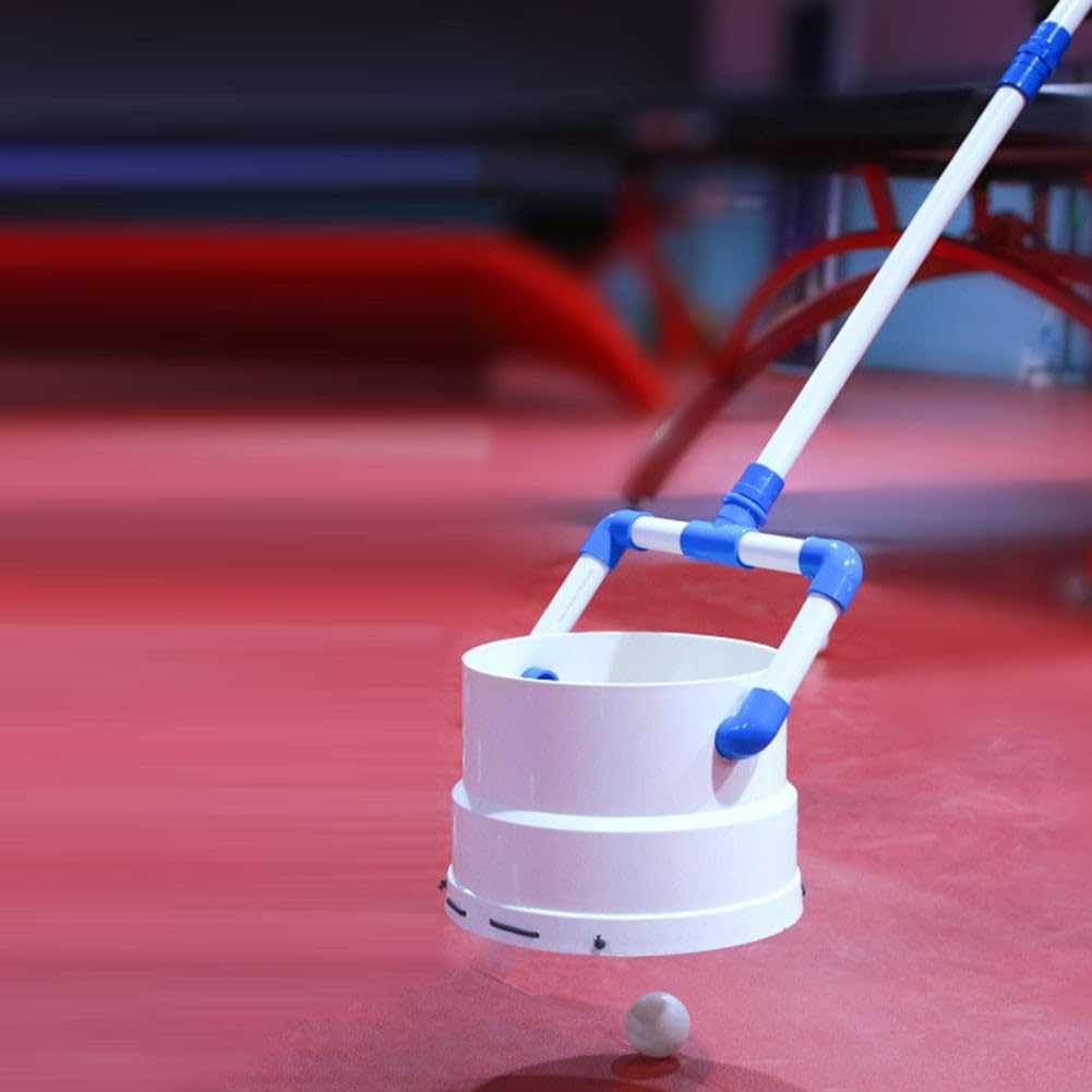 Raccoglitore portatile di palline da ping pong con 40/80 palline, multi-angolo retriever con manico staccabile, plastica + corda elastica, bianco
