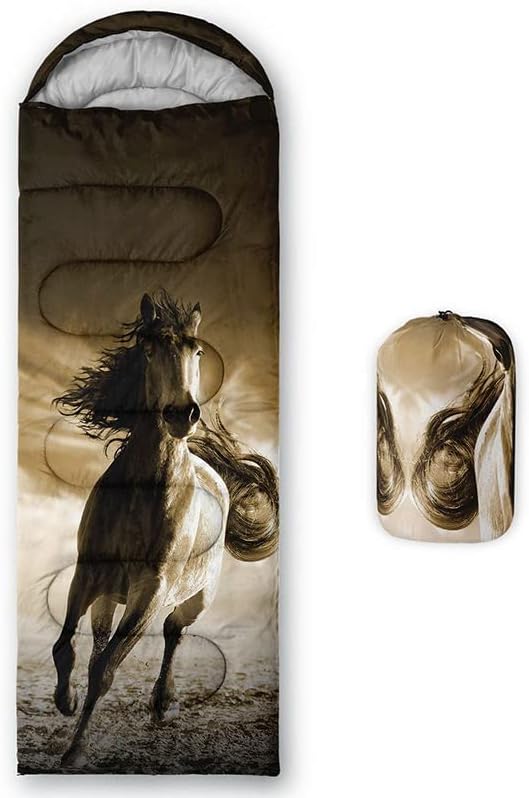 Miniatura 13 de Saco de dormir para niños y adultos, patrón de piel de jirafa marrón, ligero, cálido, portátil, para exteriores, interior, impermeable, resistente