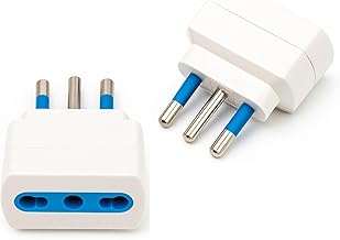 Set of 2 Reducer with Bivalent Socket 10/16A to Small Plug 10A Italian White Max 1500W