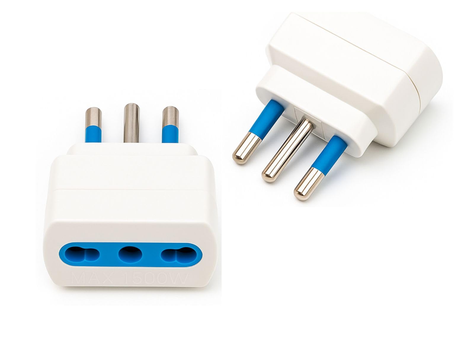 Prometeo Electronics Set da 2 Riduttore con presa bivalente 10/16A a spina piccola 10A Italiana colore bianco Max 1500W