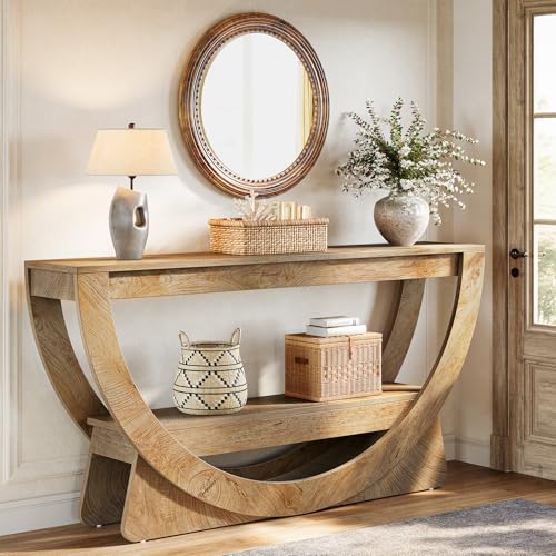 Tribesigns Table Console 160 cm, Industrielle Table d'entrée à Deux Fermier avec étagères de Rangement, Table d'appoint en Bois pour Couloir, Salon, entrée, Hall...