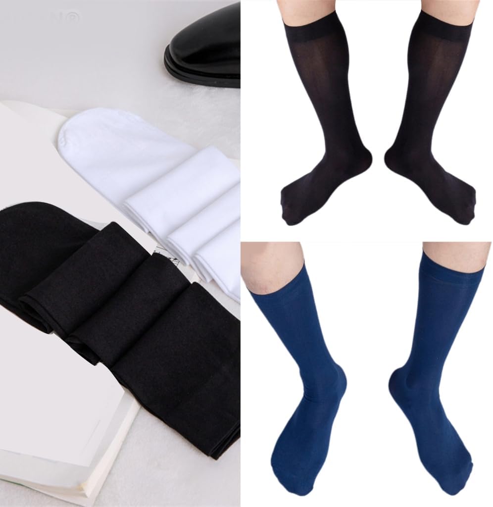 Men's Casual Business Dress Velvets Silk Socks Middle Calf Length Comfortable Breathable Formal Suit