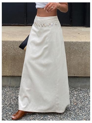 GORGLITTER Women's Sequin Embellished Boho Long Skirt Split Hem Coquette A Line Skirts3