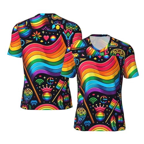 Stylish Athletic Sports Jersey LGBT-Pride-Rainbow Men's Rugby Jersey Xx-Large