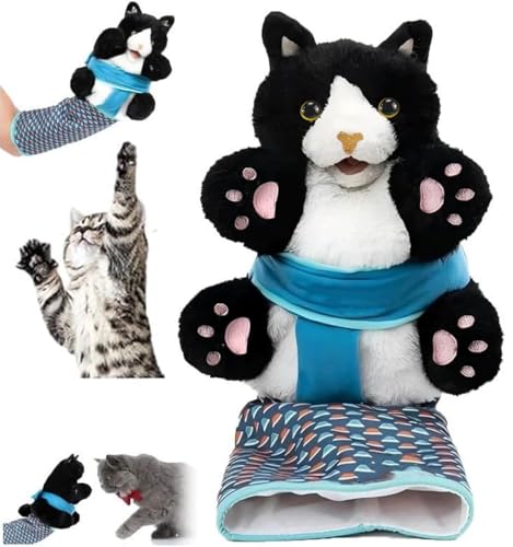oyeftp katzenspielzeug, Katzen Wrestling Handschuh, Interaktives Katzenspielzeug, Handpuppe Katze Kuscheltier mit Robuster Polsterung, Katzen Plüschpuppe Katzenspielzeug Kitten Sicheres Spielen