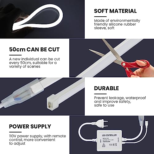 HEGEHE Striscia Neon LED 3M,120 LEDs/m Luci