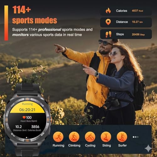 Image of Shyenah G400 Sports & Adventure GPS Tracking Smartwatch-1.46 HD| Military Design | Compass, Altimeter & Barometer| HR & SpO2 Monitoring| Bluetooth Calling| Video Watchface I 800mAh (Camouflage Black)