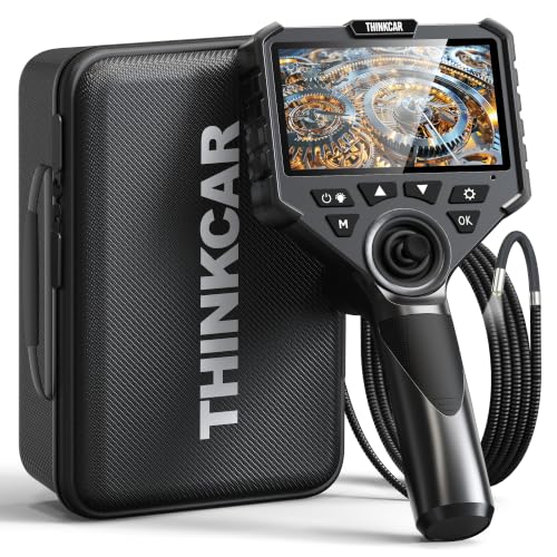 THINKCAR Borescopio articulado 4 vías con luz - Cámara endoscópica industrial HD de 5" con 6 luces LED ajustables, sonda articulada flexible de 1.5 m para mecánicos automotrices