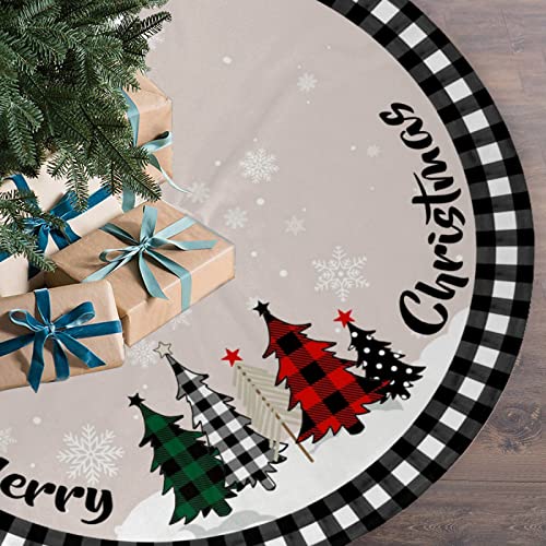 Christmas Tree Skirt 48 Inches Black Buffalo Plaid Xmas Tree Skirts for Christmas Party Home Decor, Merry Christmas Tree Skirts for Christmas Tree Holiday Decorations Christmas Tree Skirt 48 Inches Black Buffalo Plaid Xmas Tree Skirts for Christmas Party Home Decor, Merry Christmas Tree Skirts for Christmas Tree Holiday Decorations