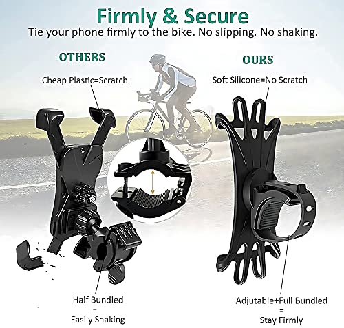 Image of Motorcycle Holder Stand Bicycle Holder 360 Degree Rotating Bike Stroller Silicone Snap Easy Installation Holder (Black)