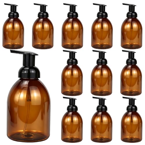 16 dispenser di sapone in schiuma ambrata da 500 ml, vuoto, in plastica, ricaricabile, con pompa, per lavaggio mani, detergente viso, shampoo, bagno e cucina
