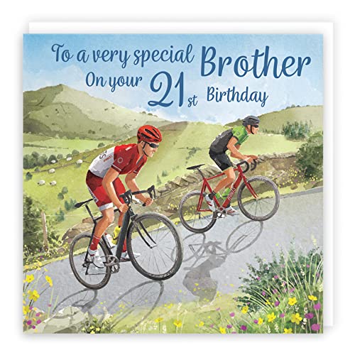Hunts England - Tarjeta de cumpleaños número 21 para hermano en bicicleta de carretera – Hill Climb – Bicicletas de carretera – Milo