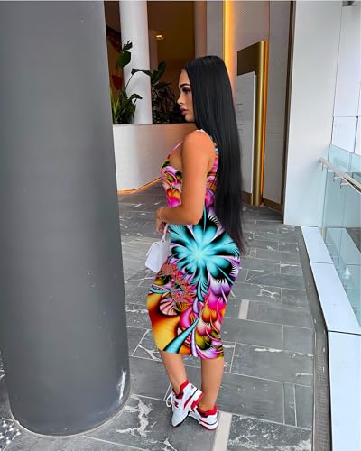 Image of Nimsruc Women Casual Sexy Tank Top Bodycon Dress Summer Pencil Sleeveless Basic Midi Club Dresses
