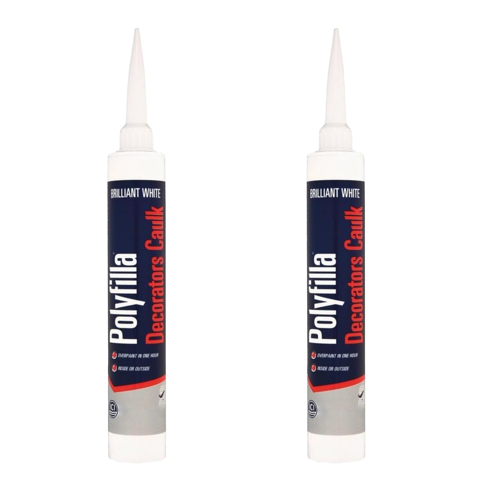 Decorators Caulk, Flexible Gap Filler Sealant, Fast Drying, Paintable in 1 Hour, No Sanding Required, Interior Crack & Joint Filler for Walls, Skirting & Frames, 380ml, White, (Pack of 2)