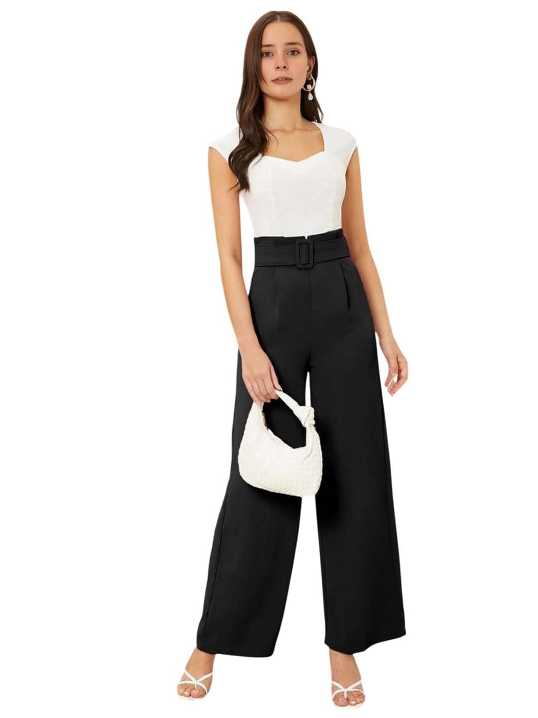 Women's Solid High Rise Relaxed Fit Trouser