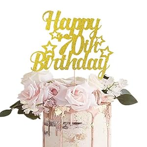 JeVenis Glitter Happy 70 Birthday Kuchendeckel 70 Cake Topper 70 Birthday Cake Decoration