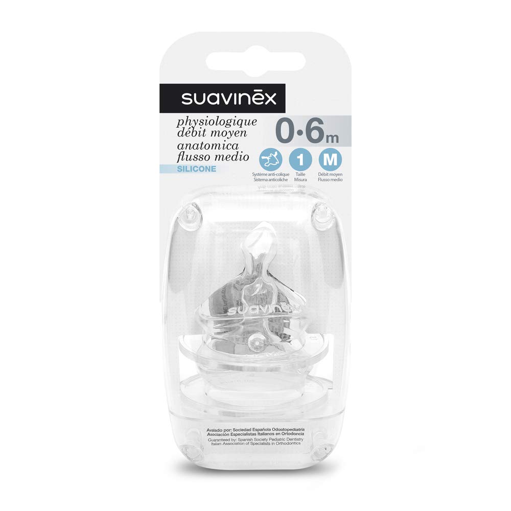 Suavinex Set of 2 Physiological Medium Flow Silicone Teats 0-6 Months