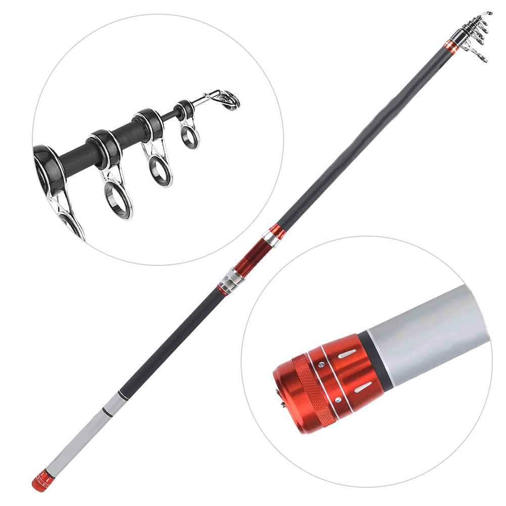 Canna da Pesca in Carbonio Telescopica Portatile Long Shot per Oceani Spiagge Fiumi 4,5 M 5,4 M