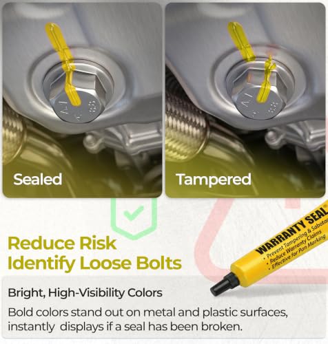 Image of Yellow Torque Seal - Tamper Proof Cross Check Repair & Maintenance Warranty Torque Marker - 1.8 Oz Squeeze Tube Indicator for Bolts & Fasteners - Made in USA