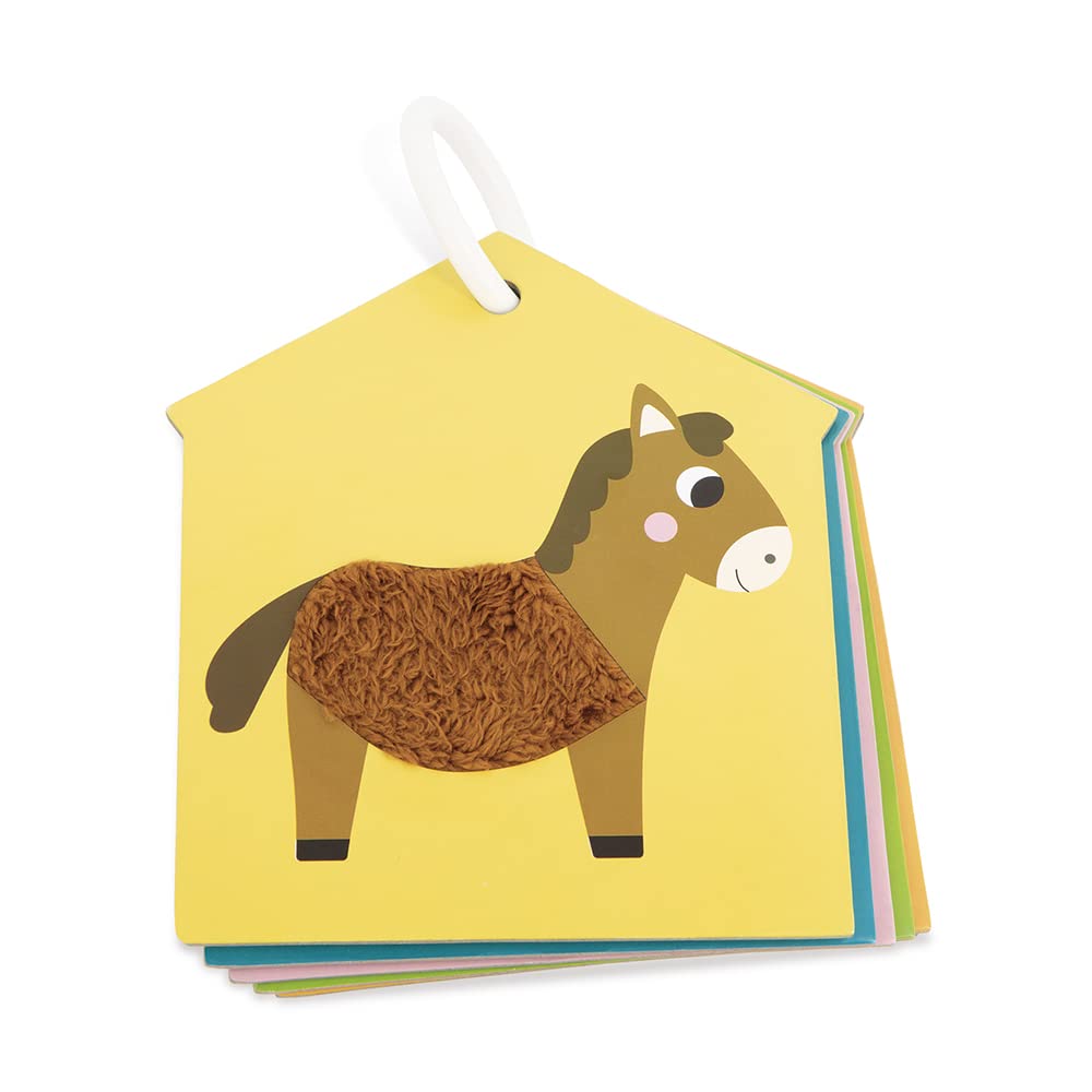 Janod - ‘Farm’ Sensory Flashcards - 7 Cards Connected via a Ring - Early-Learning Toy - Educational Game: Sense of Touch and Motor Skills - FSC-Certified - 1 Year+ - J02692