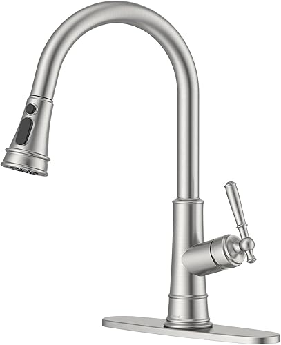 Vista 11 de APPASO Grifo de cocina extraíble negro mate y oro rosa con rociador de fácil extracción, un solo mango de arco alto, un agujero, manguera extraíble