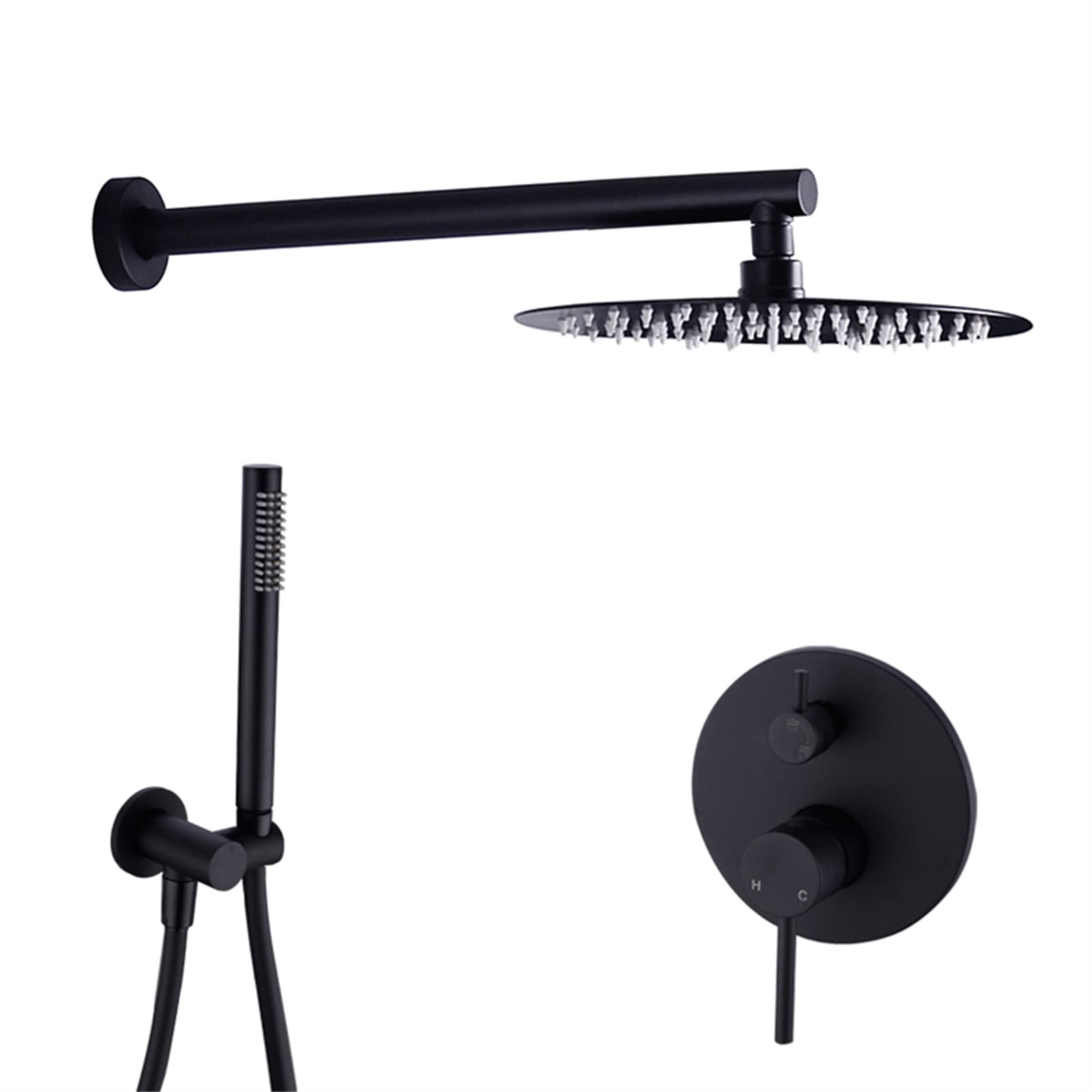 Mitigeur de Douche en Laiton Noir Mat, Robinetterie de Luxe 2 Fonctions