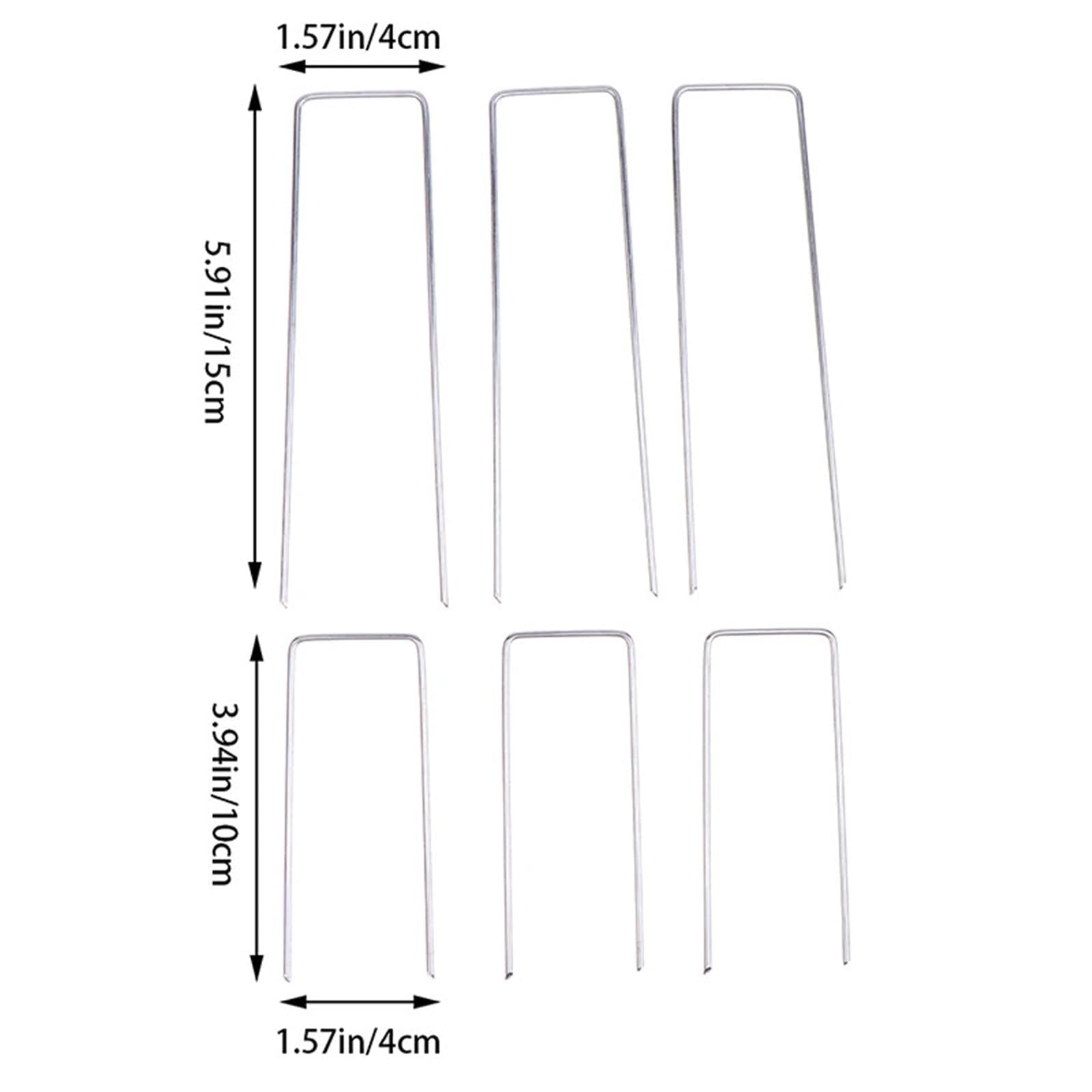 100 Pezzi 10/15 cm graffette da Giardino a Forma di U picchetti Resistenti for Tende Prato Fissaggio for Erbacce per Giardini(15CM)