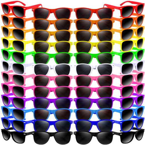 60 Pack Kids Neon Sunglasses Party Favors Bulk, 10 Colors Neon Party Sunglasses Colorful Novelty Sunglasses Cool Sun Glasses for Classroom Prize, Goody Bag Filler, Birthday Party Age 3-8
