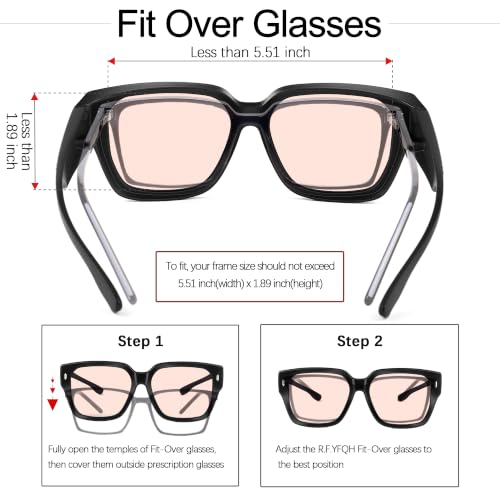 Image of Fluorescent-41 Rose Tinted Fit Over Blue Light Blocking Glasses for Migraine, Light Sensitivity, Photophobia JF7202