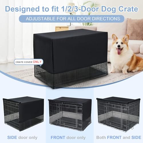 Explore Land Breathable Dog Crate Cover - 4 Sides Mesh Ventilation, Basic Pet Kennel Cover, All Sides Open, Universal Fit for 1 2 3 Doors 24 inches Wire Dog Crate - Image 4