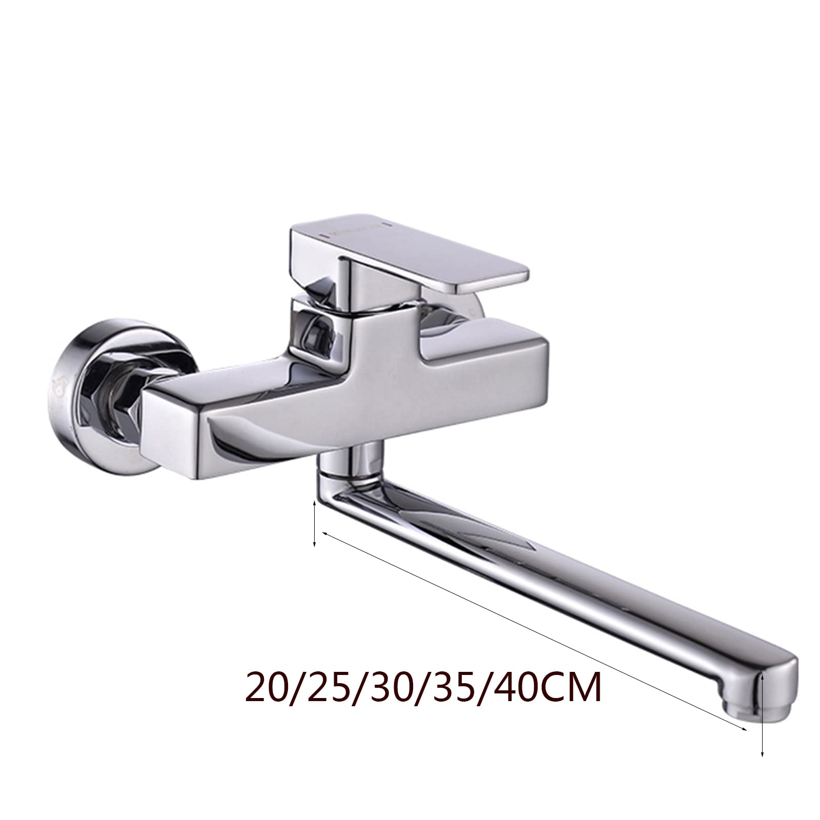 Grifo De Fregadero Cocina Cromo Montado En La Pared Giratorio Latón Caliente Y Frío-30Cm(20CM)