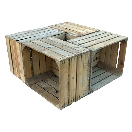 4 Piezas sólido Cajas de madera "Johanna" Cajas de manzana Cajas de vino Cajas de fruta Shabby antiguo usado Vintage