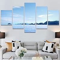 SIGNWIN 5 Panel Canvas Wall Art Modern Art Beach Dramatic Island Landscape Multicolor Photography for Home Decorations Ready to Hang - 60
