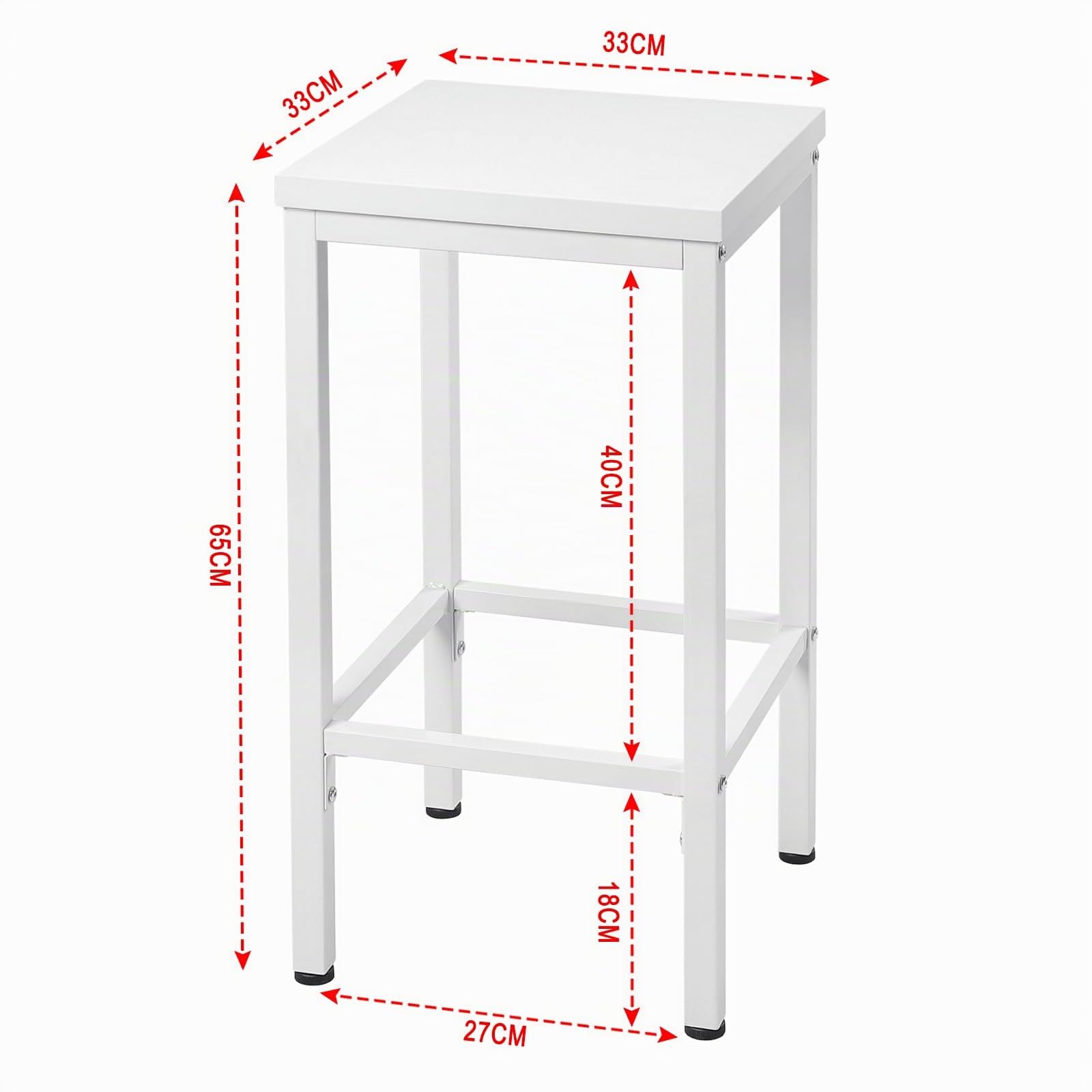 EUGAD Tabourets de Bar Lot de 2, Tabouret de Cuisine, Style Industriel, avec Repose-Pieds, pour Bistro, Salle à Manger, en Bois Aggloméré + Métal, 33x65x33 cm, Blanc, 1058BY-2