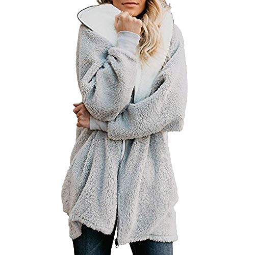 Womens Wool Coats Lapel Plush Jacket Oversized Jacket with Pockets Womens Winter Coats(Gray,Small)