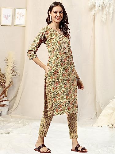Image of MIRCHI FASHION Women's Straight Fit Fancy Rayon Jaipuri Foil Printed Kurta Set with Plazzo Pant
