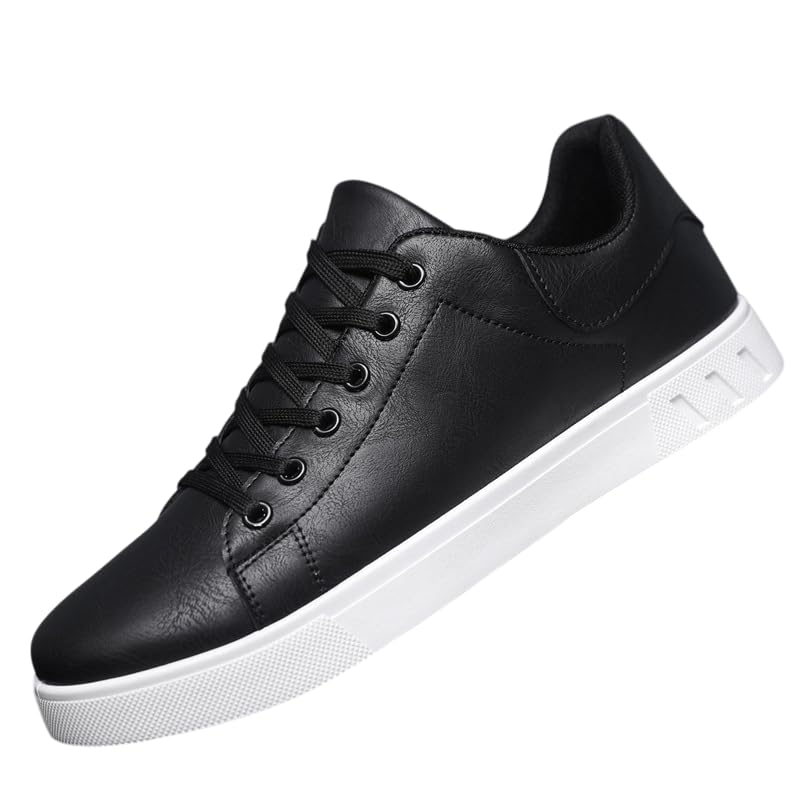 Men's Tennis Shoes PU Leather Dress Sneakers Lace-Up Oxfords Casual Walking Shoes for Business/Travel/Work