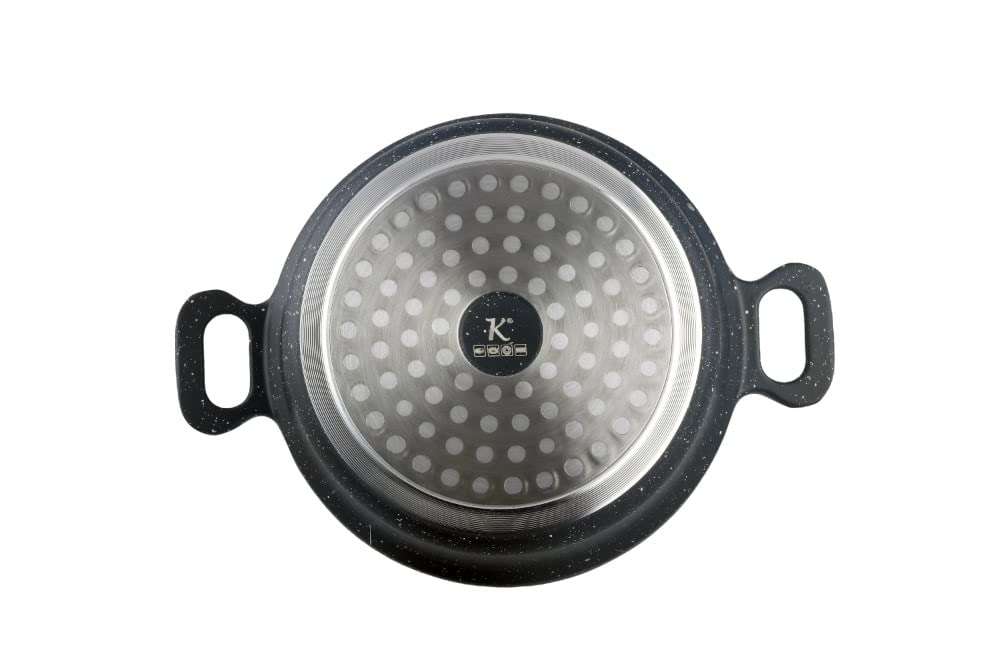 KAMBERG - 0008199 - Set 4 Mini Cocottes Ø 12 cm Ronde Noire - Fonte d'aluminium - Revêtement pierre - Tous feux dont induction - Sans PFOA
