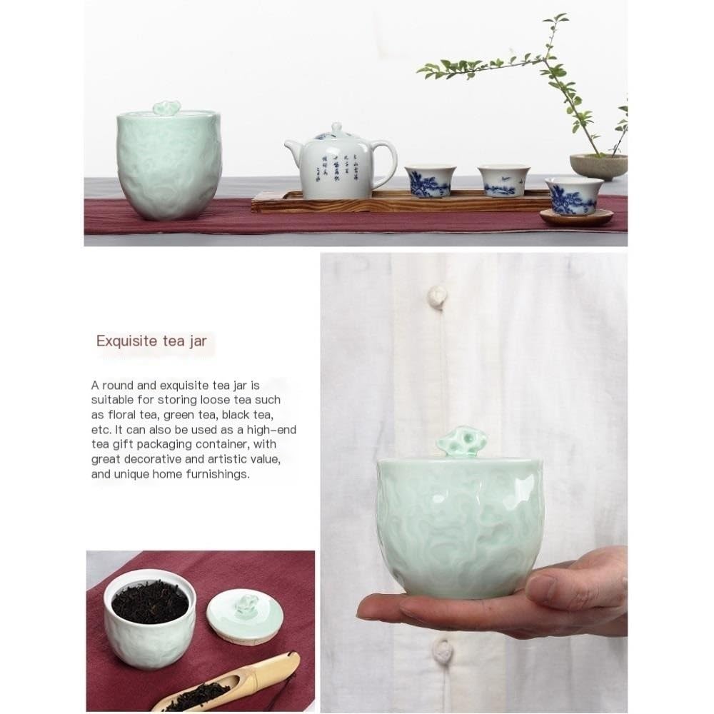 Ceramiczny pojemnik na herbatę, mały ceramiczny słoik z uszczelnionym zamknięciem, pojemnik na herbatę, zestaw do herbaty w stylu retro, pojedynczy słoik, duży pojemnik na herbatę