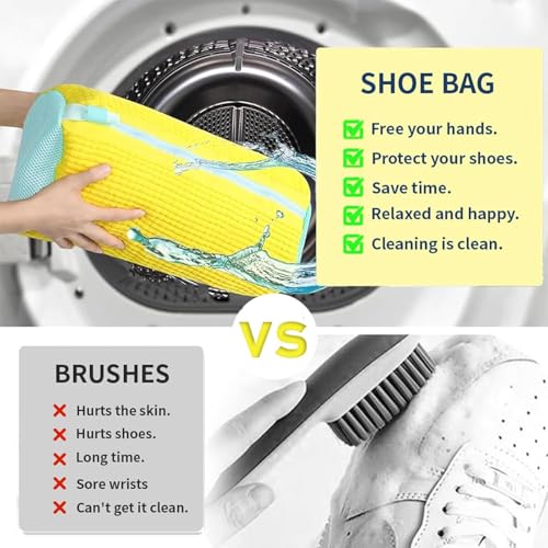 Image of SAMEZONE Shoe Washing Machine Bag Laundry Shoe Bag for Washer and Dryer Reusable Shoe Cleaning Bag for Sneaker Tennis Shoes Unstain Deep Cleaning Washable Laundry Organizer Bag (1, Yellow)