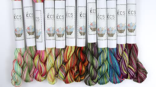Image of KCS Big skeins of 25 Meters Size 25 Color Variegated Cross Stitch Stranded Threads,12 skeins,01