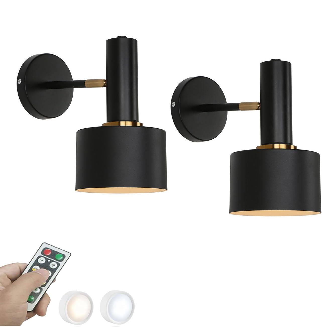 Nowoczesne lampy ścienne do sypialni zestaw 2 bezprzewodowych pilotów LED w stylu industrialnym/wiejskim LED Lampka nocna