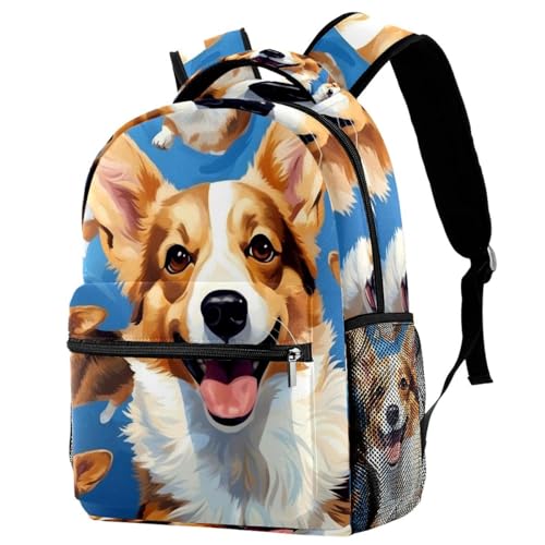 Sac à dos de voyage Corgi multicolore, cadeau idéal fans de chiens
