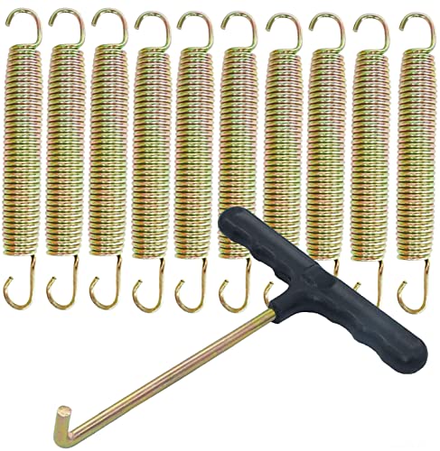 talyrui Trampoline Spring 6.5 inches, Pack of 10 Colorful Gold Springs, Replacement Springs, with T-Shaped Hooks